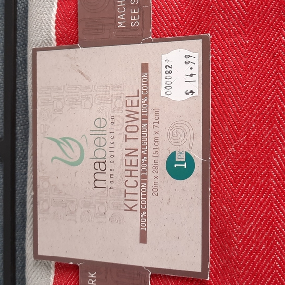 Cotton Kitchen Dish Towel Mabelle Red Gray Urban Farmhouse Design - Picture 5 of 6